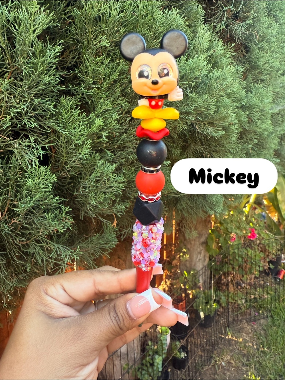 Red and Black Stacking Bead Rattle Toy